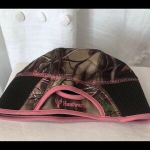 Huntworth Pink Camouflage Beanie Hat, Hole for Ponytail, Size S/M